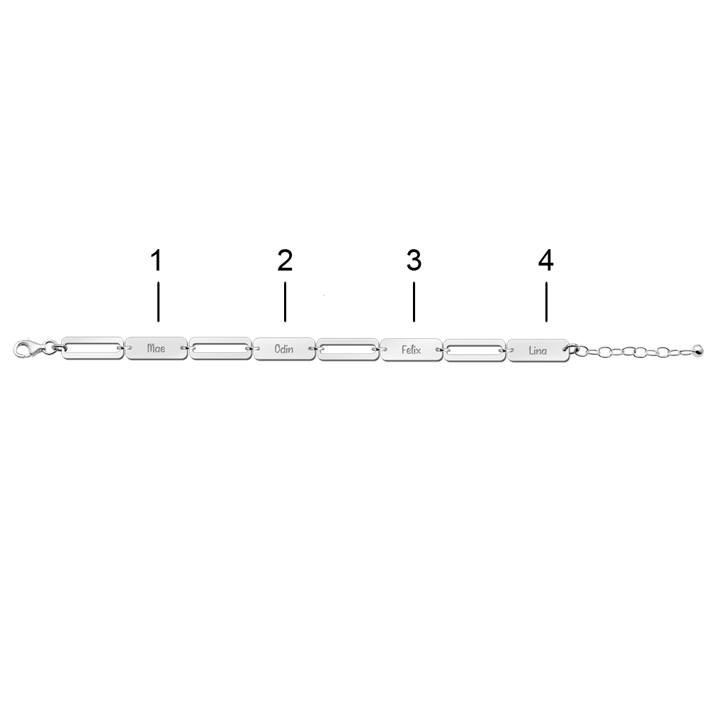 Silver Paperclip Bracelet with Names