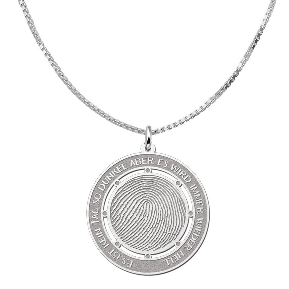 Silver fingerprint pendant round XL