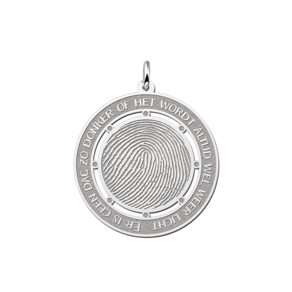 Silver fingerprint pendant round XL