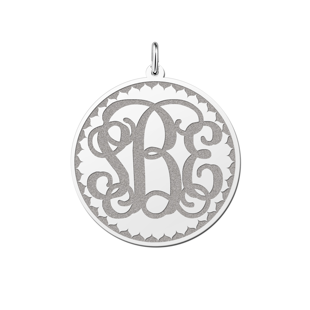 Silver Monogram Necklace Engraved, Large