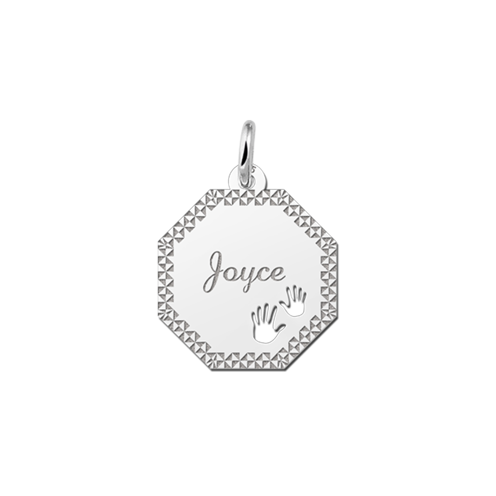 Silver octagonal pendant border & hands