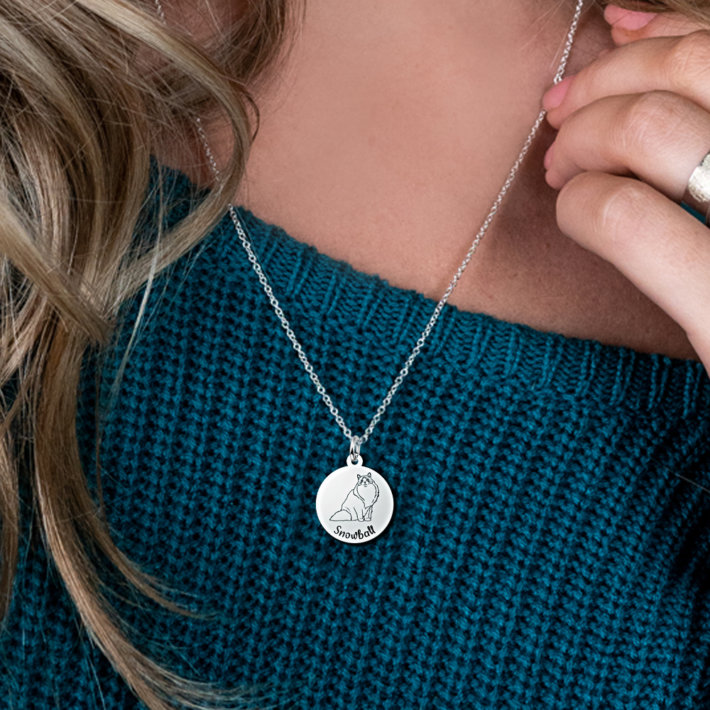 Silver ragdoll pendant sale