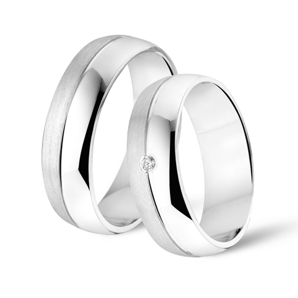 Silver friendship rings cubic zirconia brushed and polished finish