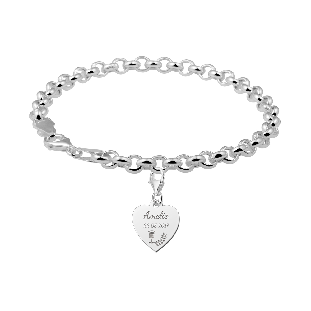 Silver communion charm heart