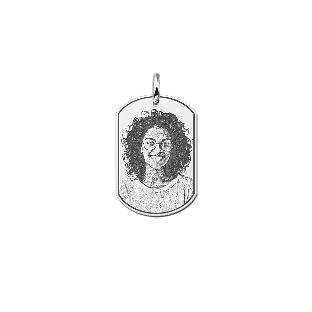 Dogtag Foto pendant in silver