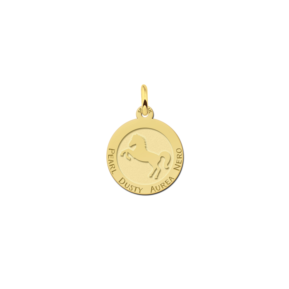 Horse pendant with name engraving gold