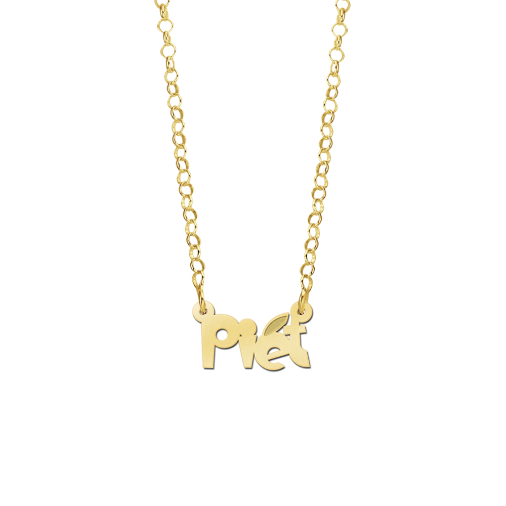Golden Kids Name Necklace, model Piet