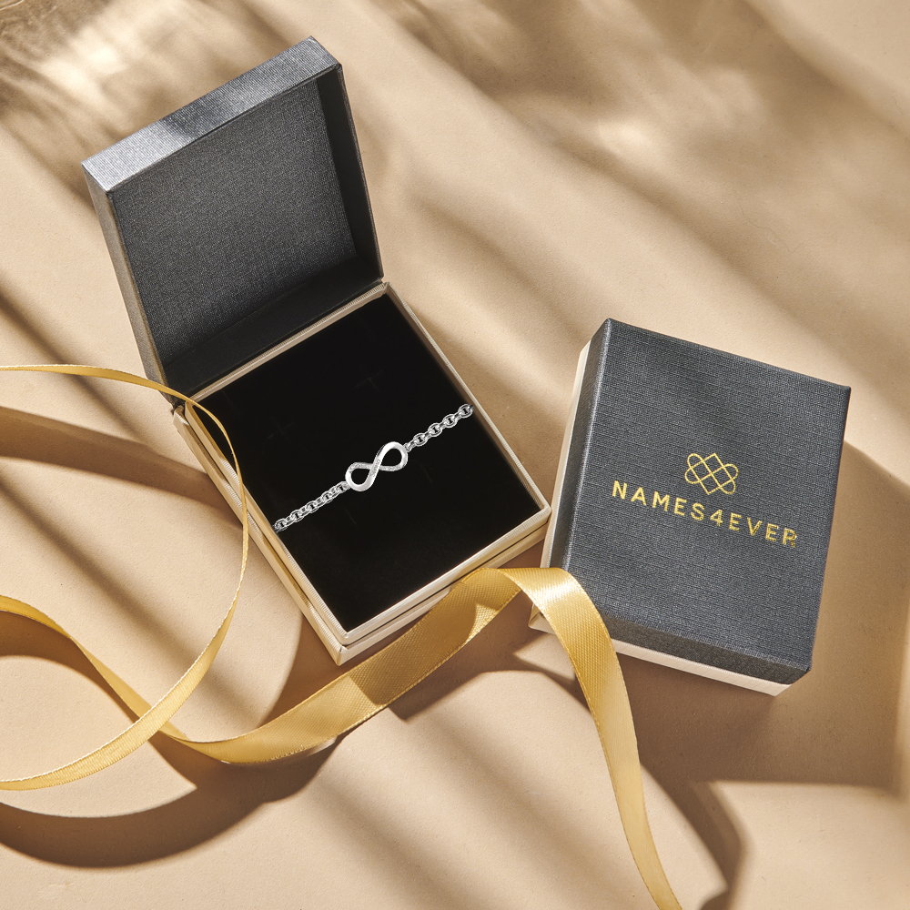 Engraved Infinity Bracelet with Zirconia