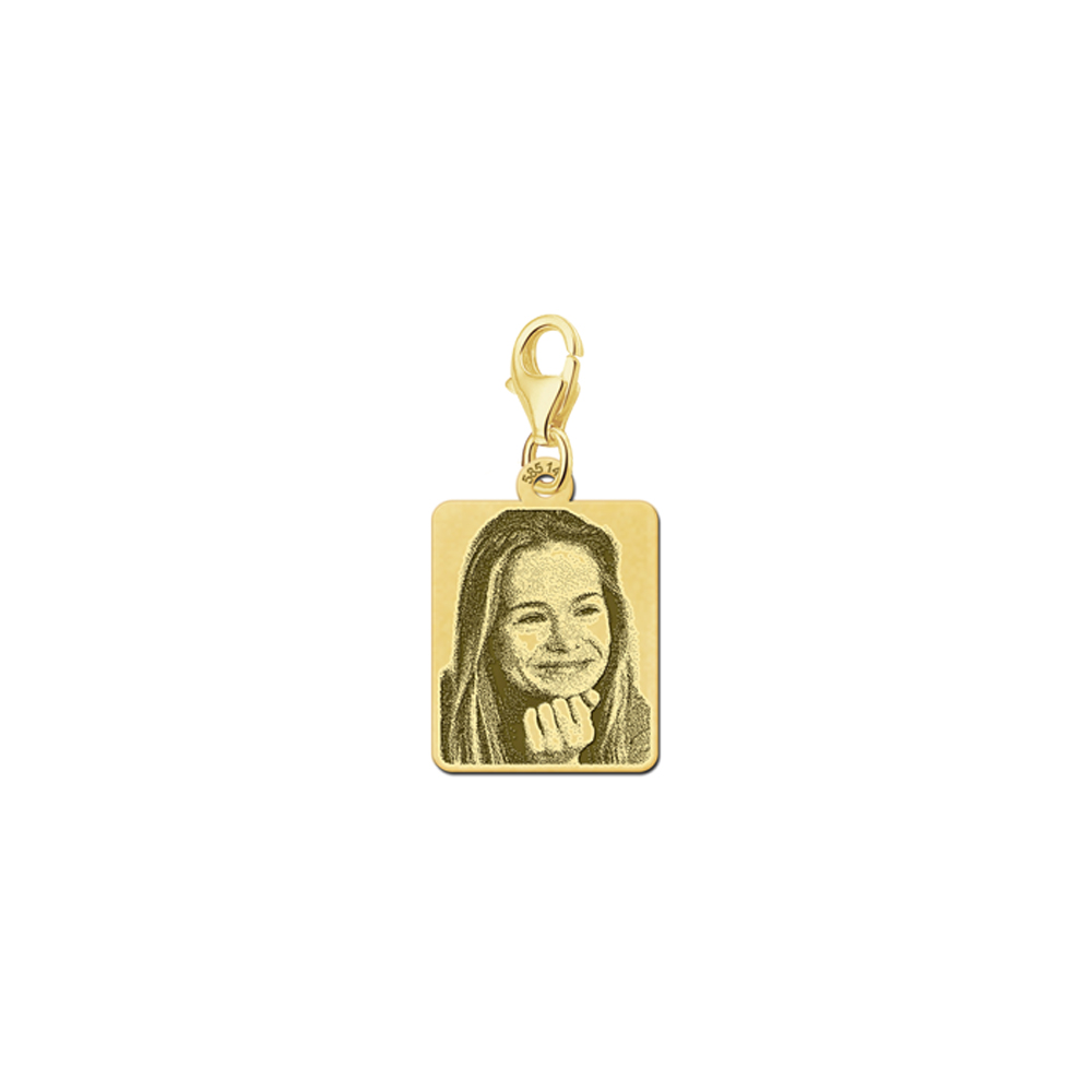 Photo pendant dog tag style with carabiner gold