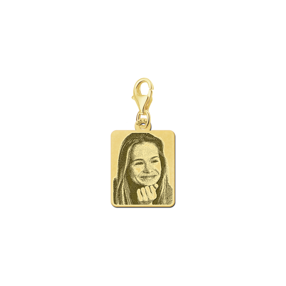 Photo pendant dog tag style with carabiner gold