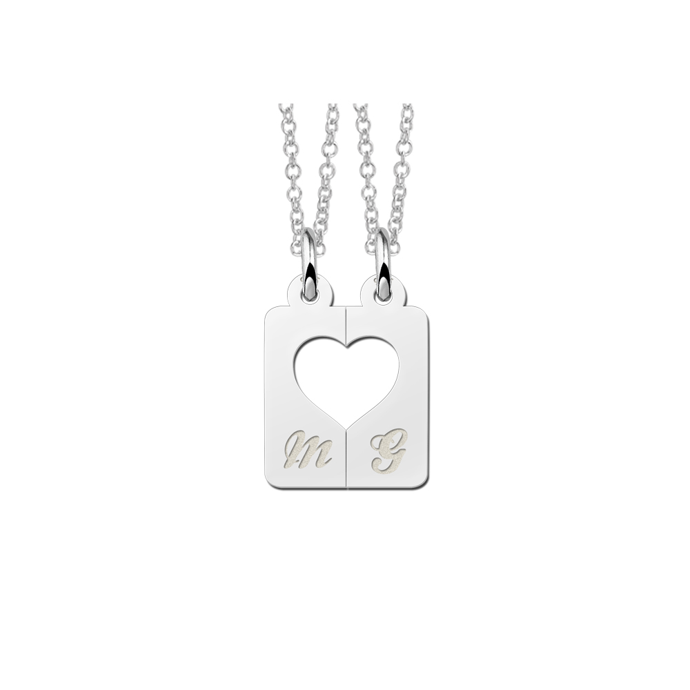 Silver best friend heart necklace