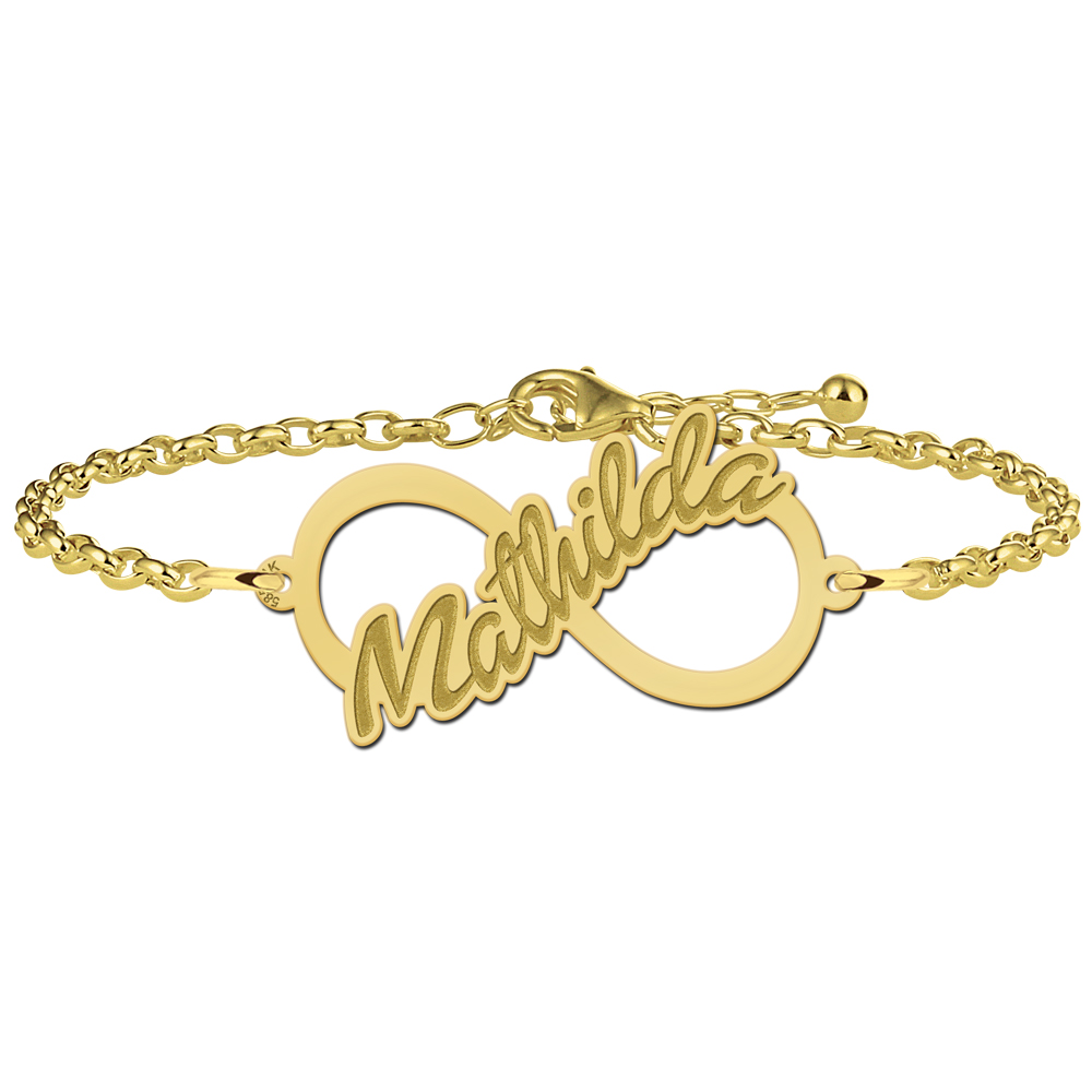 Golden infinity bracelet with written name