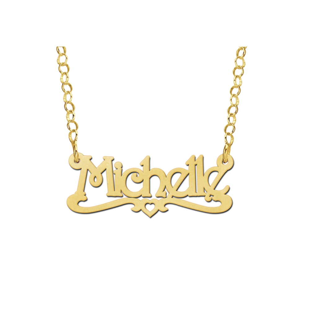 Gold Kids Name Necklace, Model Michelle