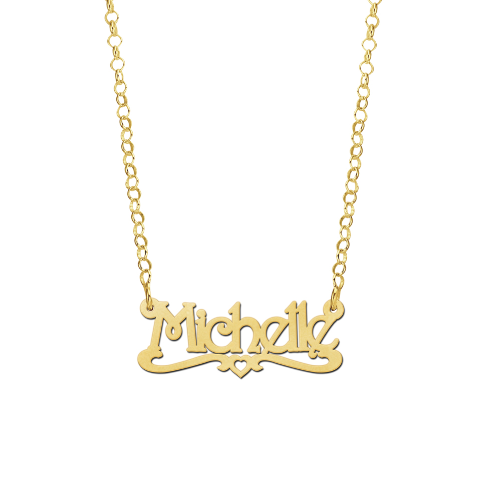Gold Kids Name Necklace, Model Michelle