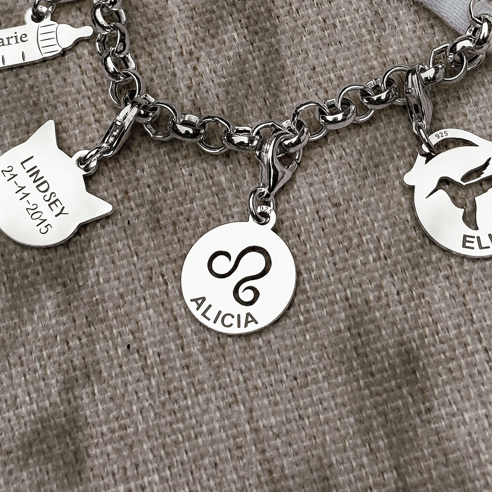Silver Zodiac Charm, Leo