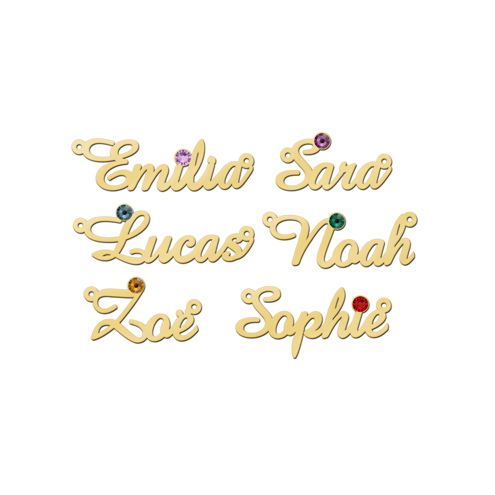 Gold name necklace with birthstone model Emilia