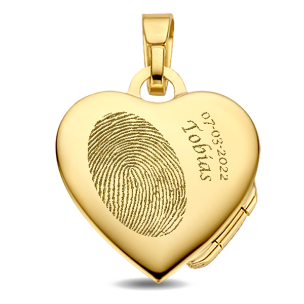 Gold heart medallion with engraving - big