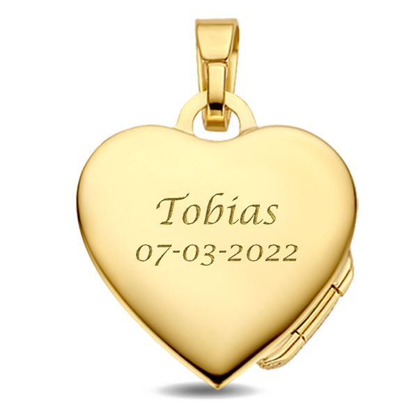 Gold heart medallion with engraving - big