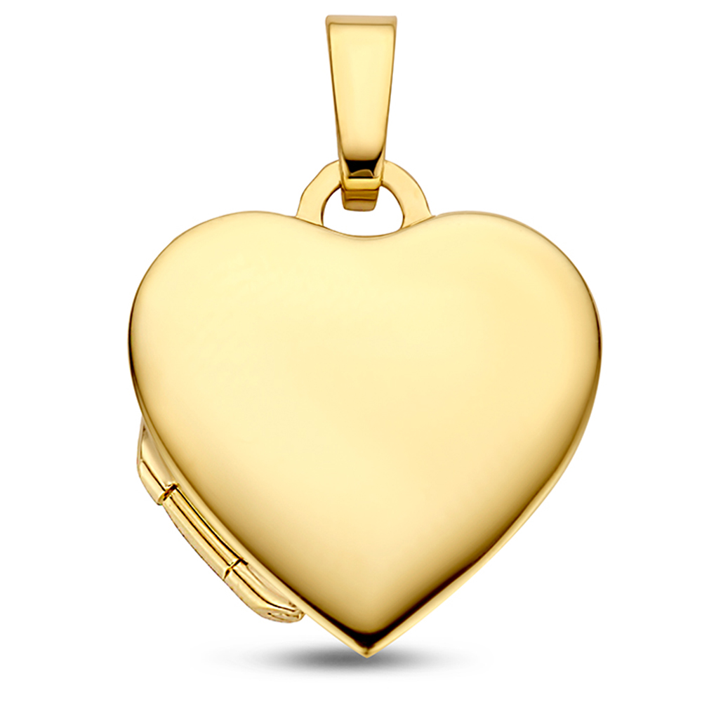 Gold heart medallion with engraving - big