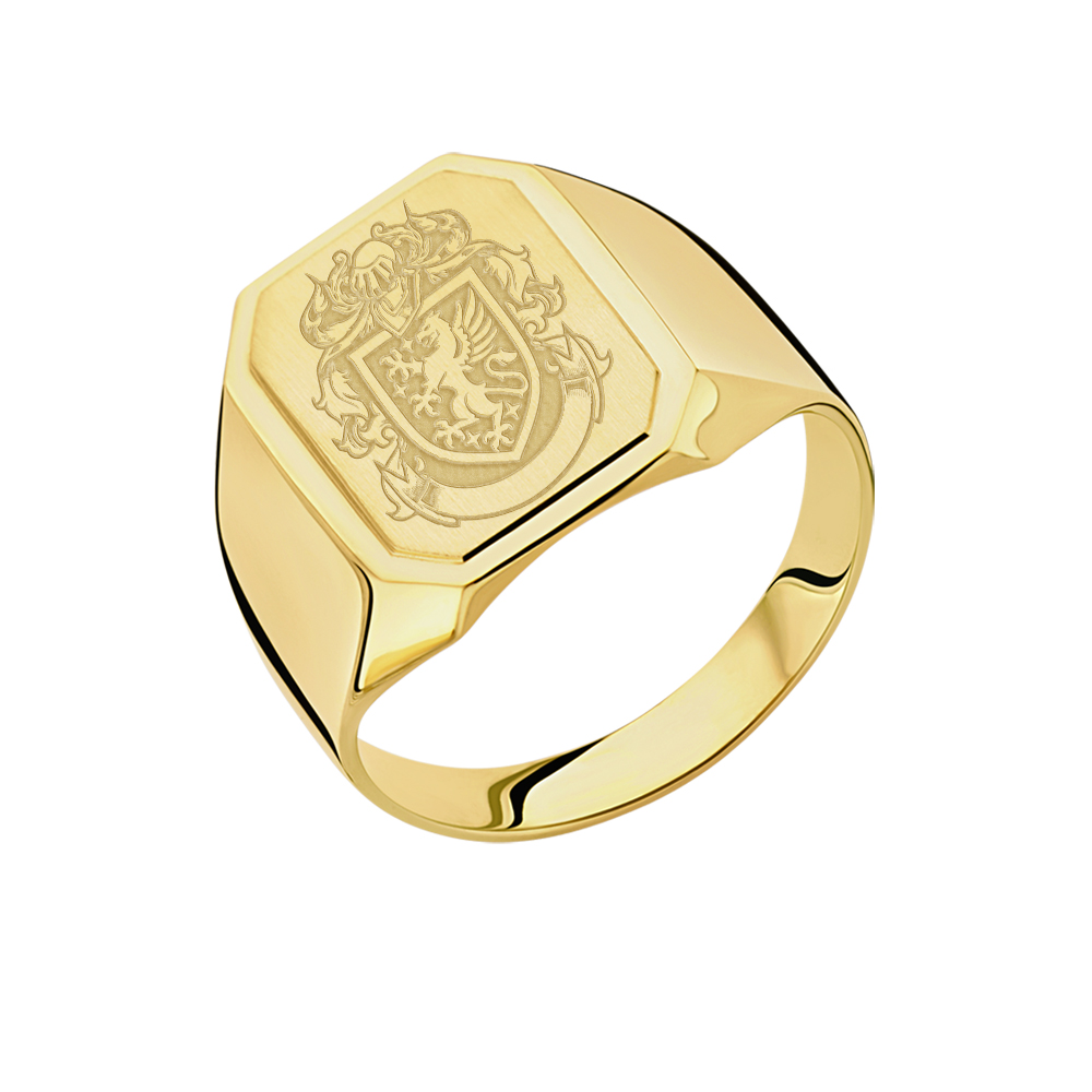 Signet ring with family crest in 14 carat gold