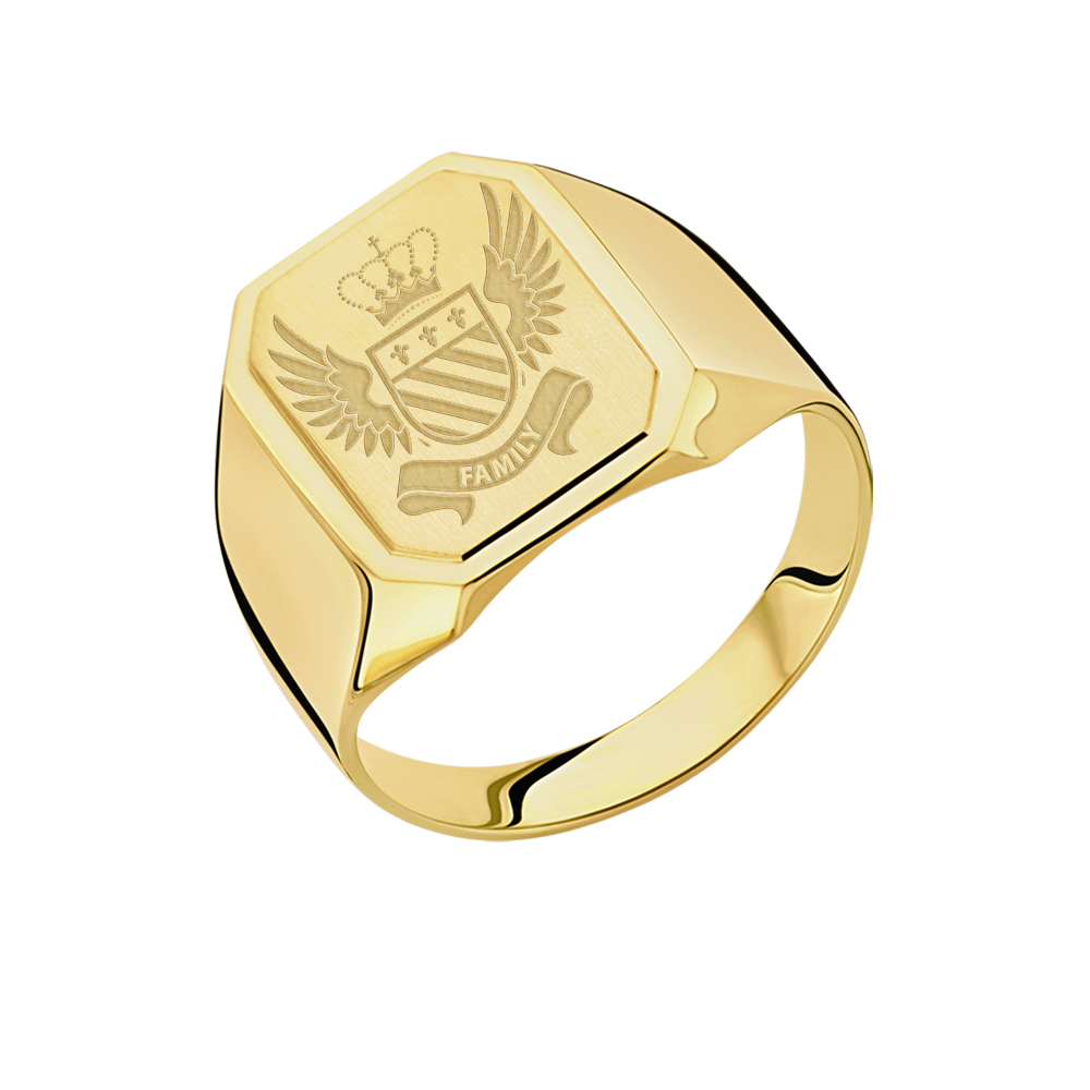 Signet ring with family crest in 14 carat gold