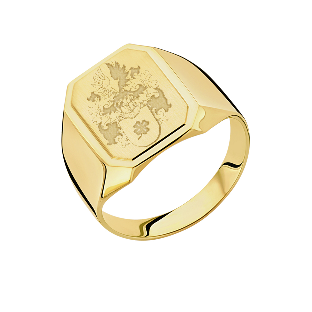 Signet ring with family crest in 14 carat gold