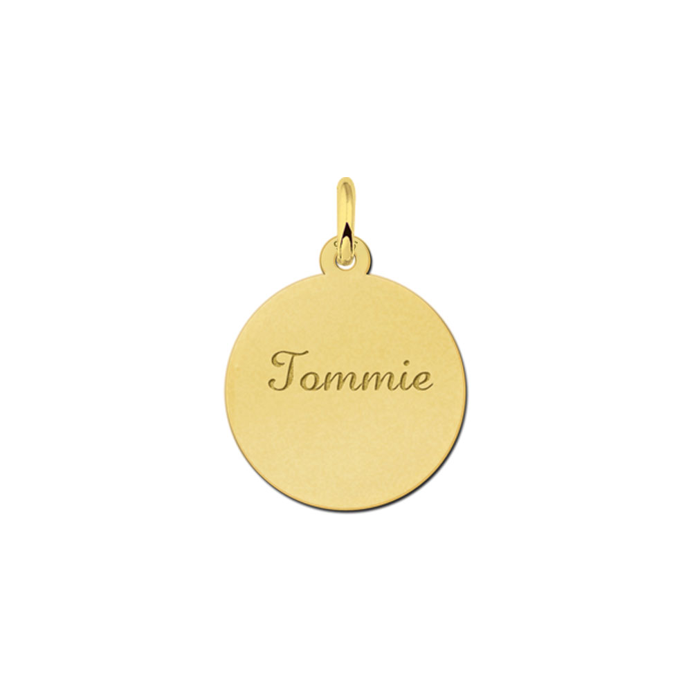 Gold-plated round pendant with name engraving