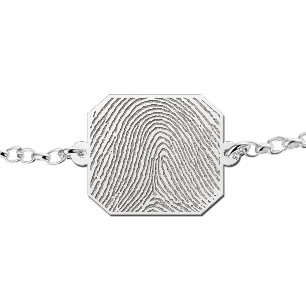 Silver Fingerprint bracelet with rectangle