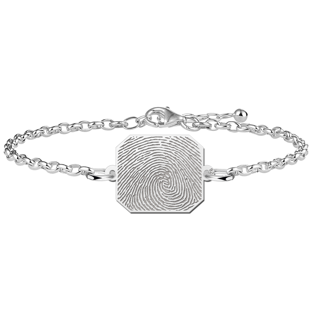 Silver Fingerprint bracelet with rectangle