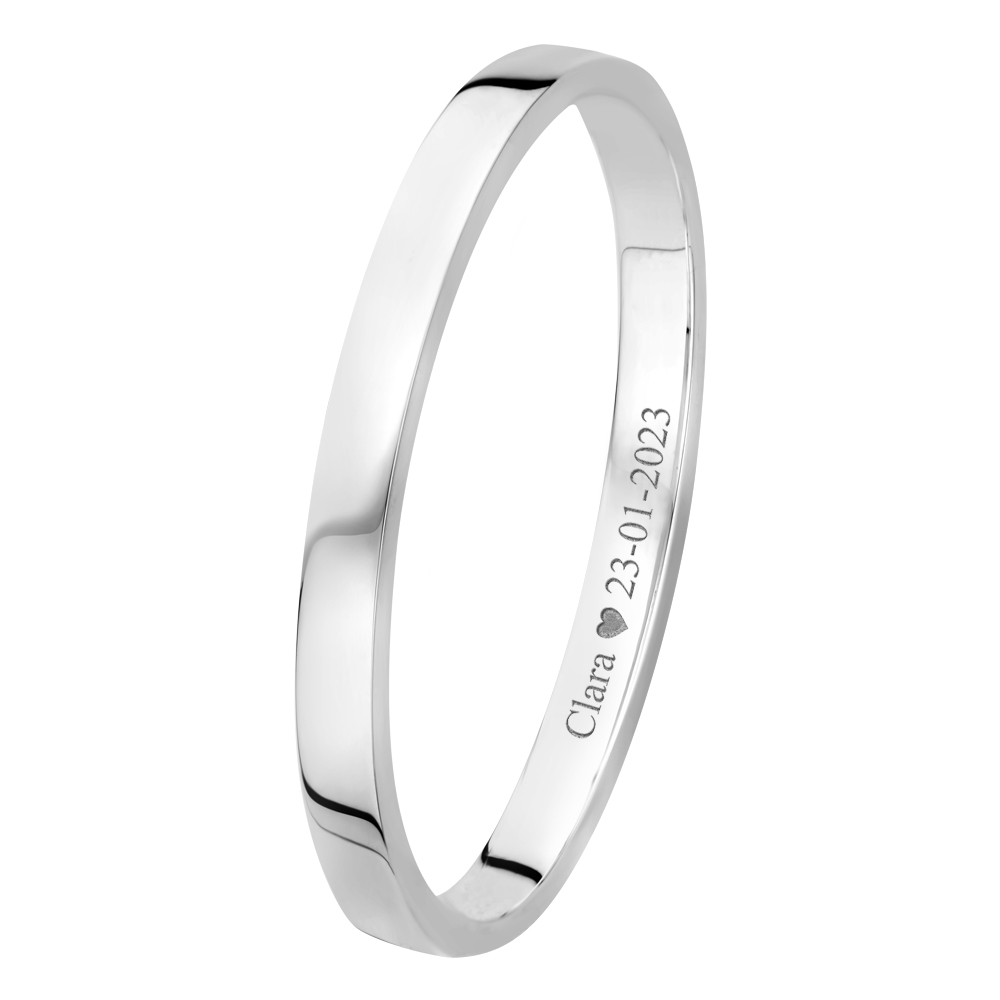 Silver bangle bracelet flat 6mm