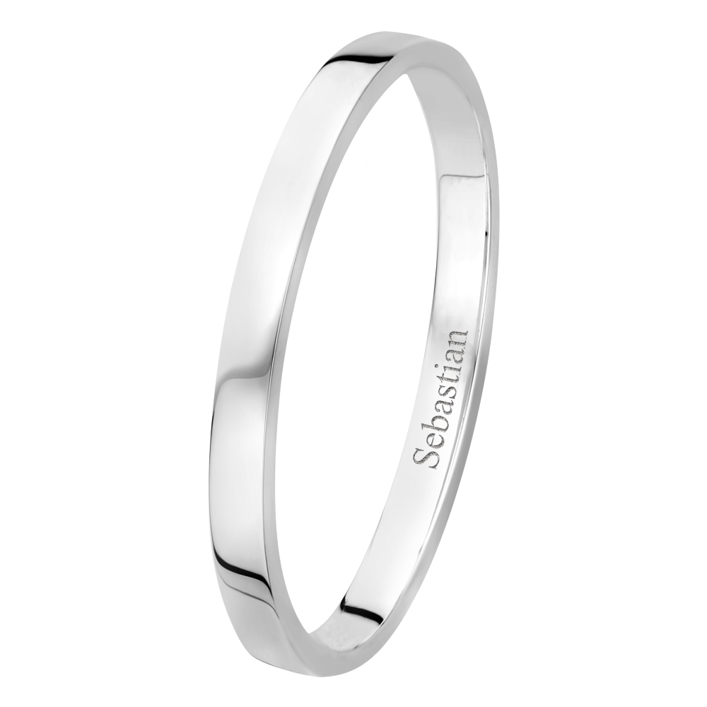 Silver bangle bracelet flat 6mm