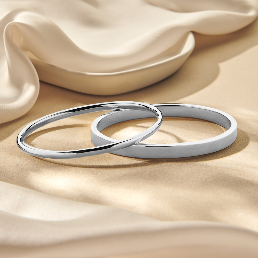 Silver bangle bracelet flat 6mm