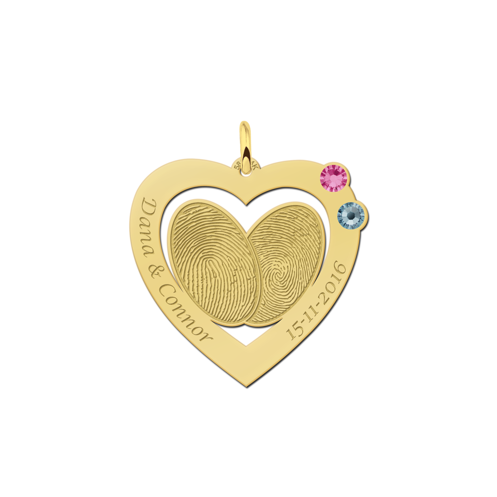 Golden fingerprint pendant with swarovski-crystalls