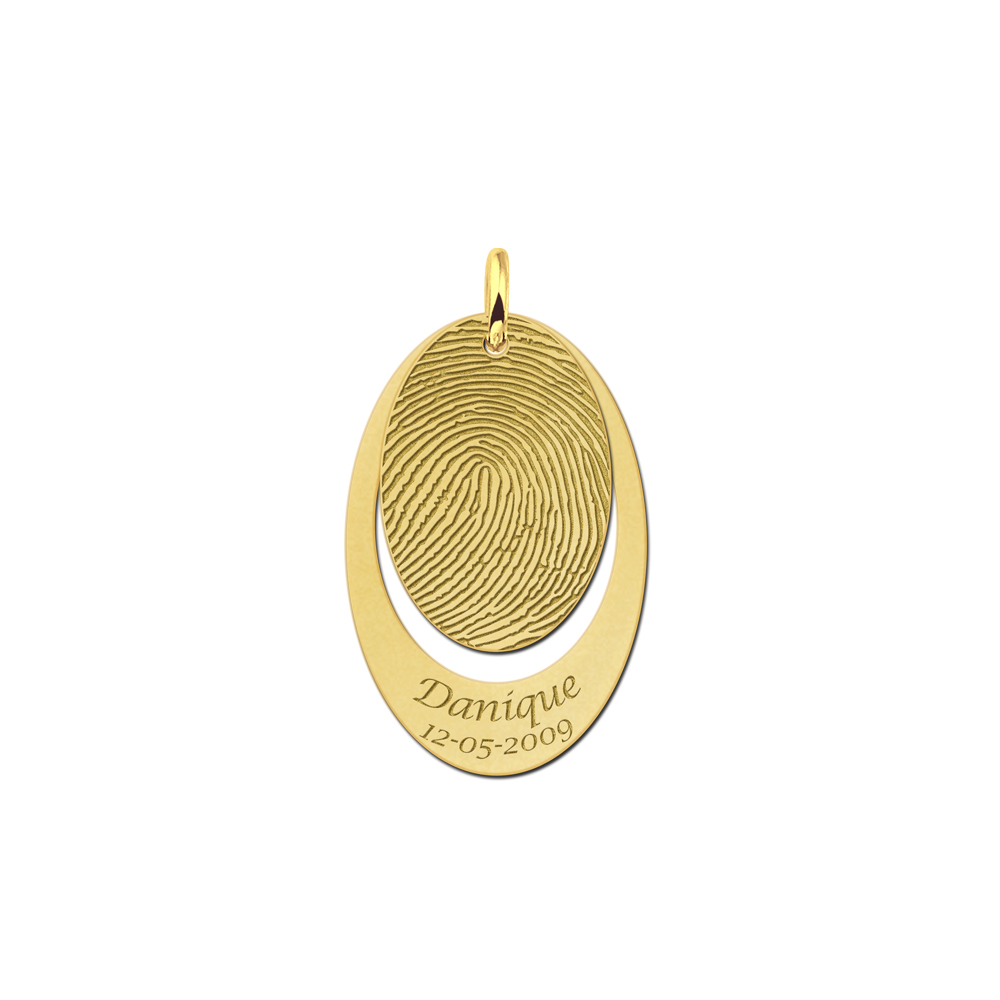 Two-piece fingerprint necklace gold