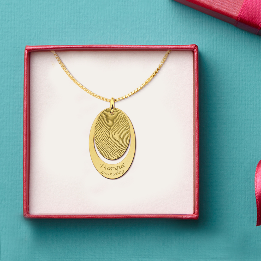 Two-piece fingerprint necklace gold