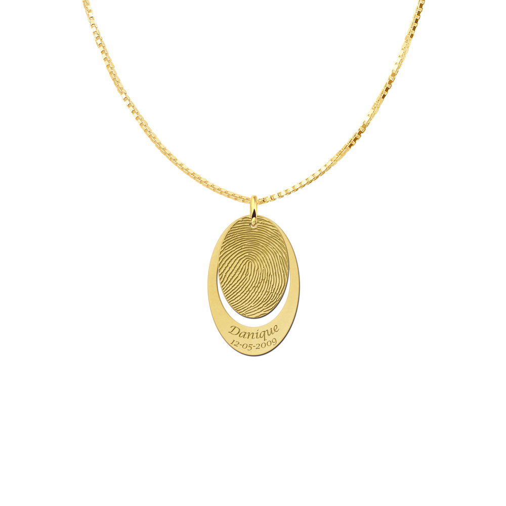 Two-piece fingerprint necklace gold