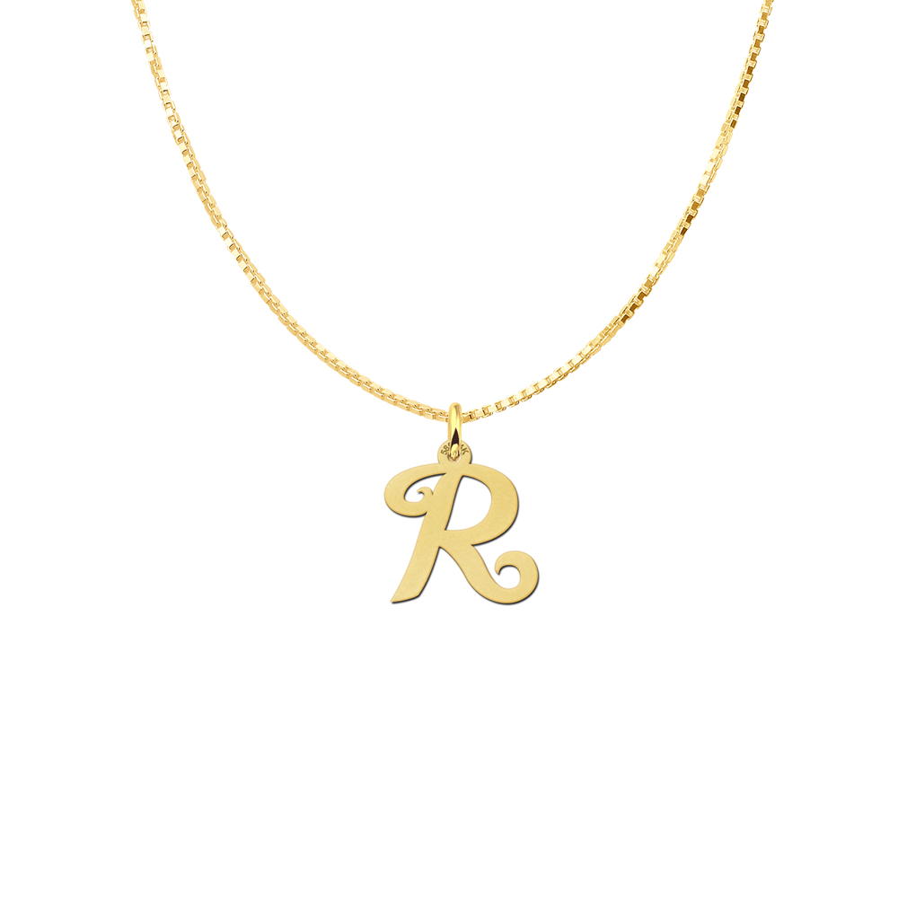 Golden initial pendant curly