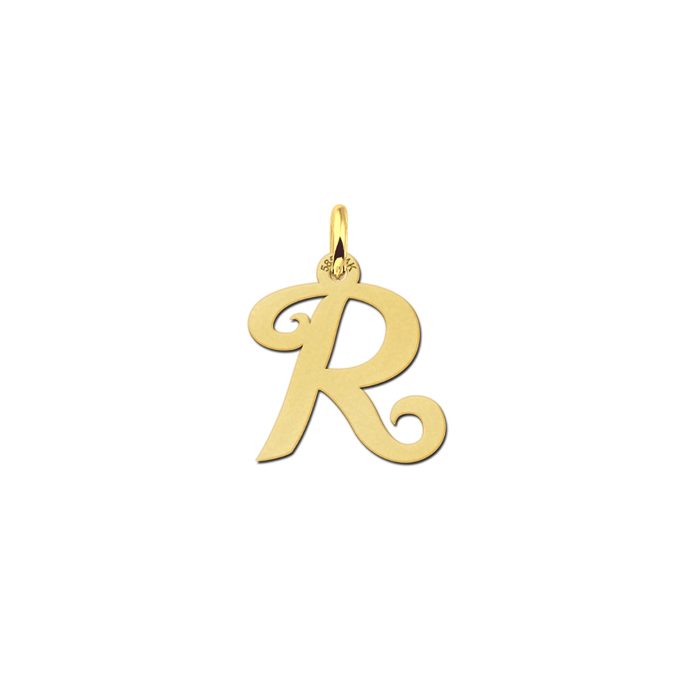 Golden initial pendant curly