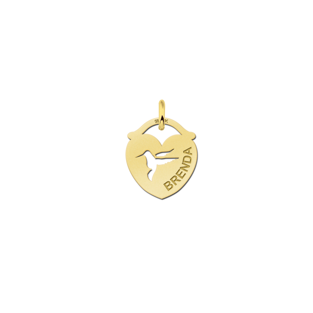 Golden Bird Pendant with Name