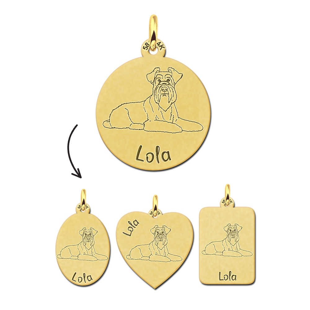 Gold necklace with dog engraving Miniature Schnauzer