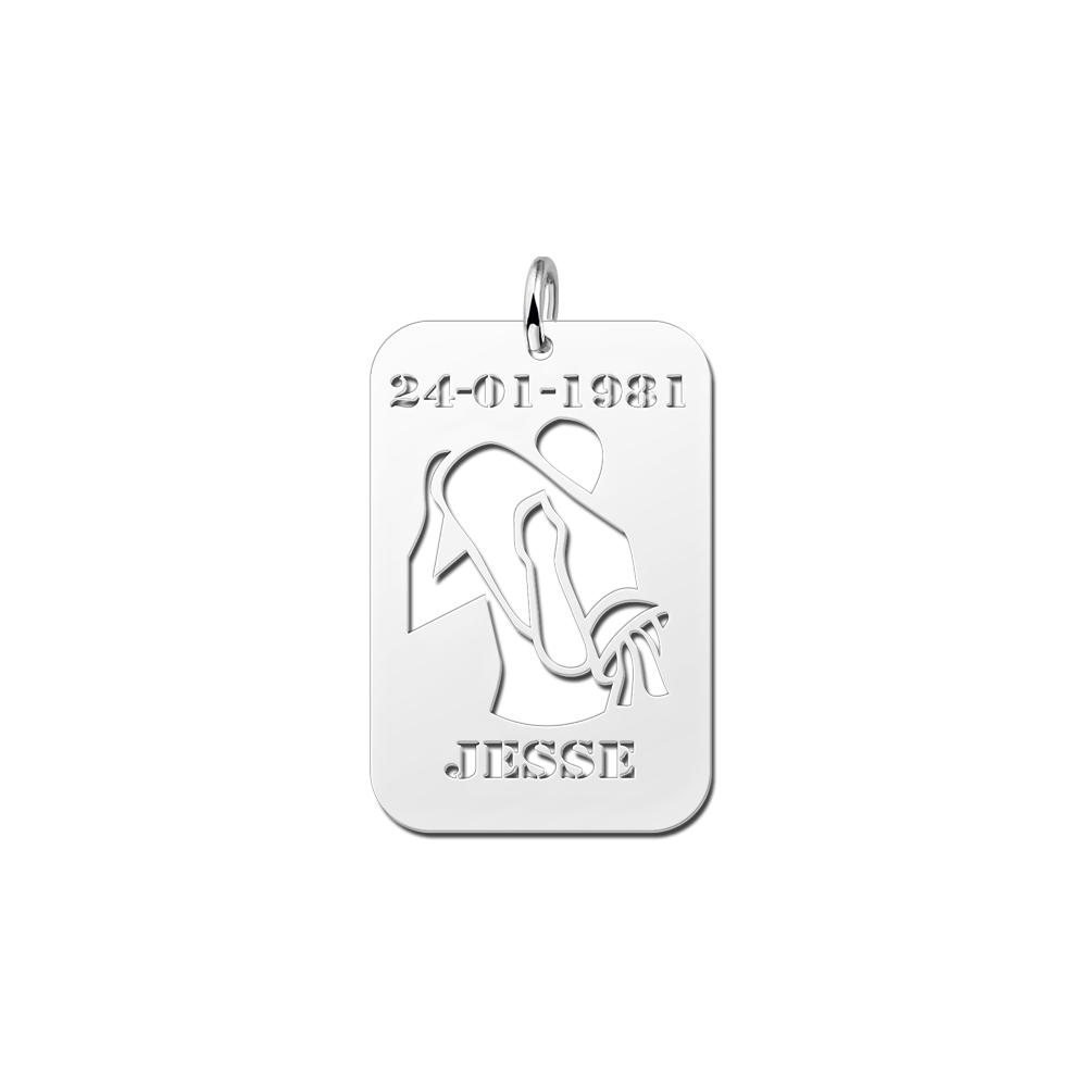 Silver Zodiac Pendant Aquarius with Date and Name Engraving