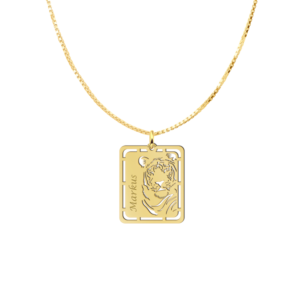 Golden Men's Pendant with Tiger