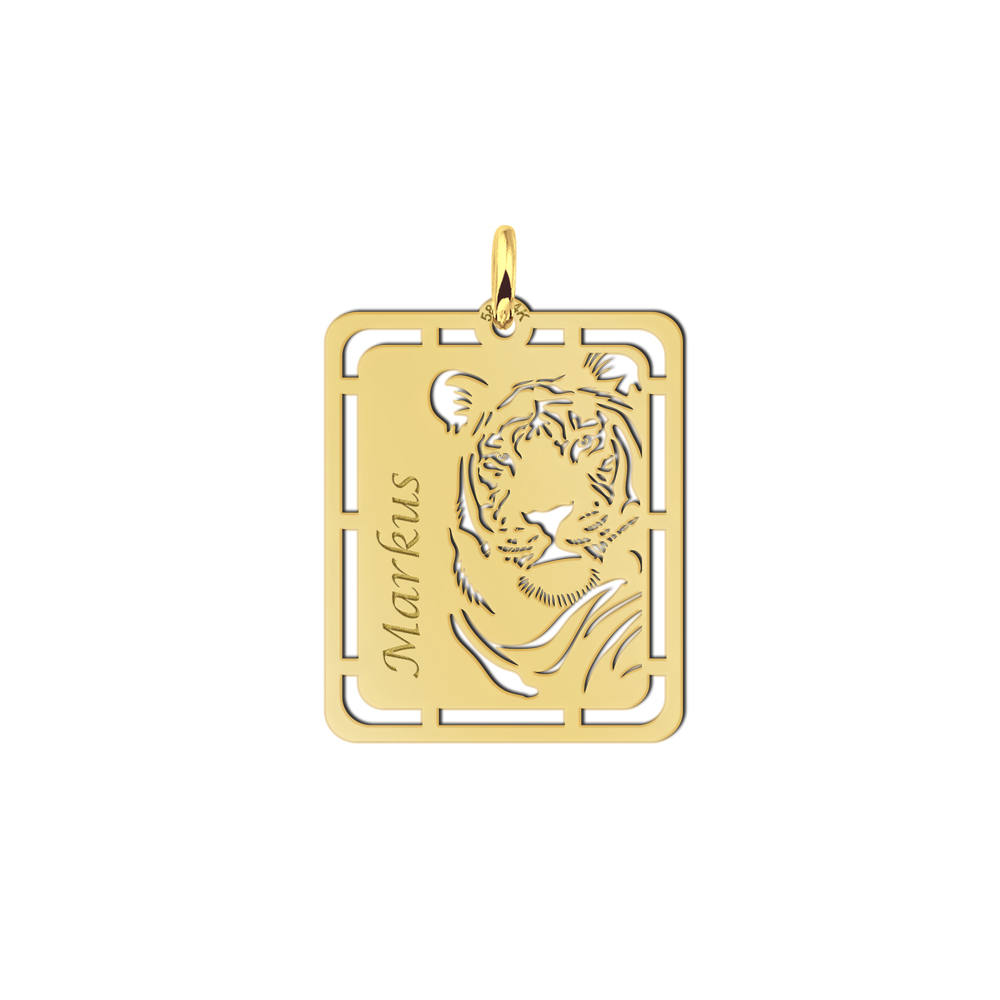 Golden Men's Pendant with Tiger