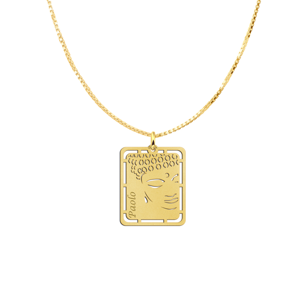 Golden Men's Pendant with Buddha