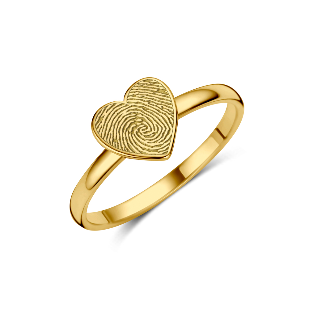 Gold Heart Ring with Fingerprint