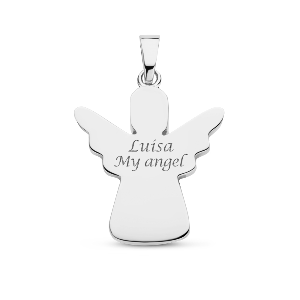 Silver ash pendant in shape of an angel