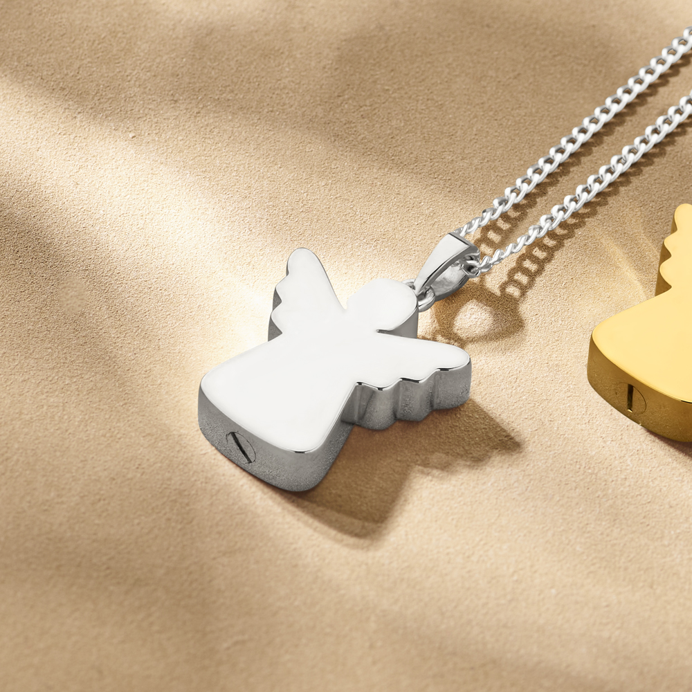 Silver ash pendant in shape of an angel