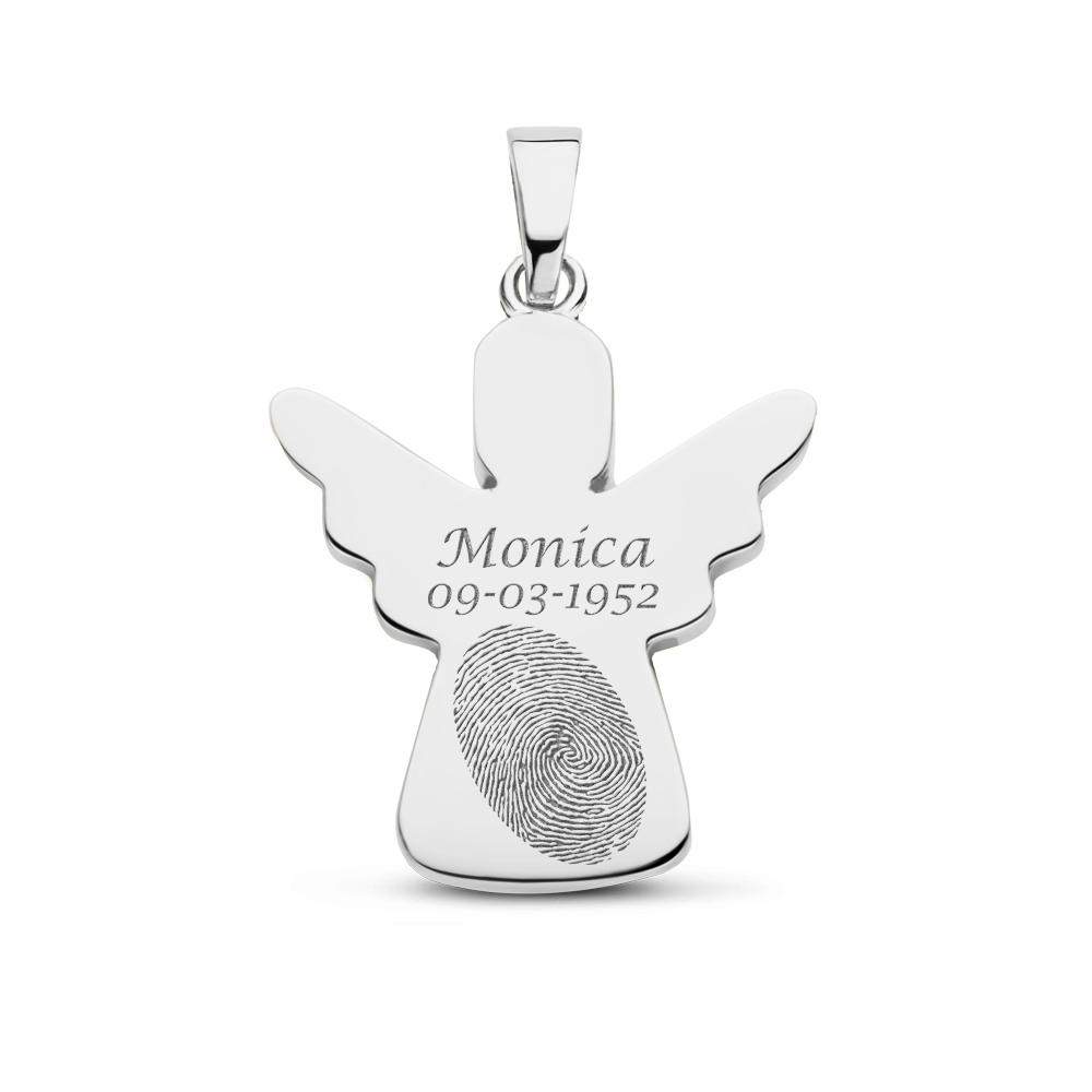 Silver ash pendant in shape of an angel