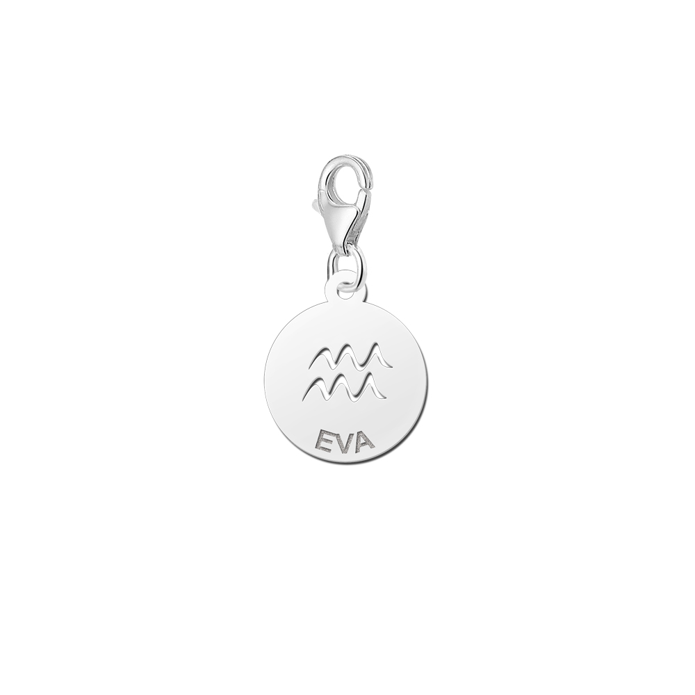 Silver Zodiac Charm, Aquarius