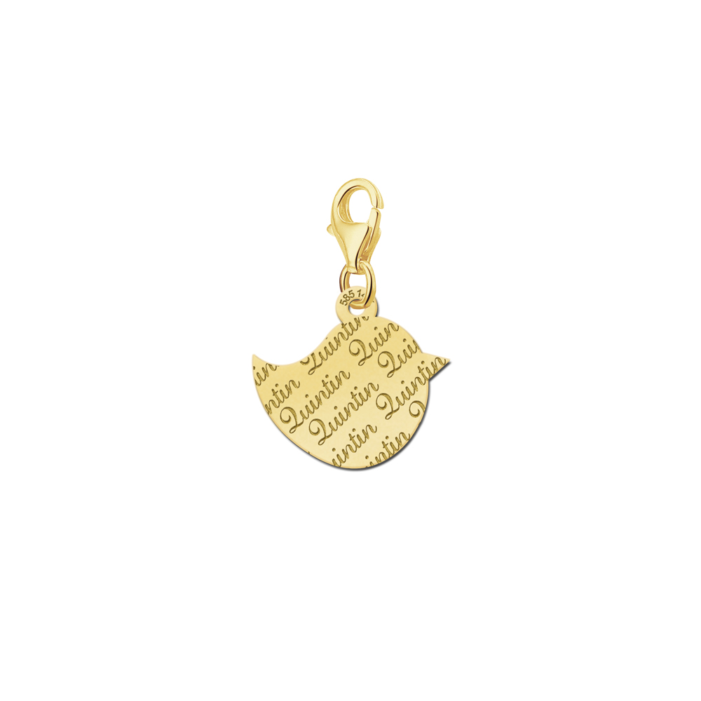 Gold Engraved Charm, Bird